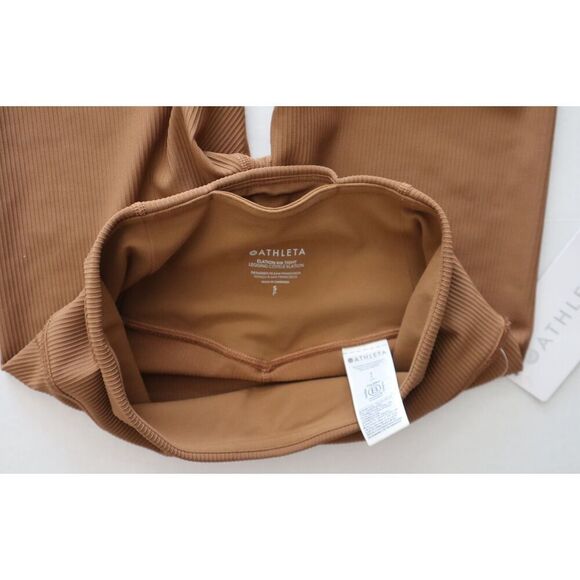 Athleta 410342 Women Sz S Walnut Brown High-Rise Elation Rib Tight Leggings - Picture 3 of 12